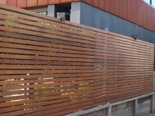 slat fence in merbau melbourne suburb of coburg
