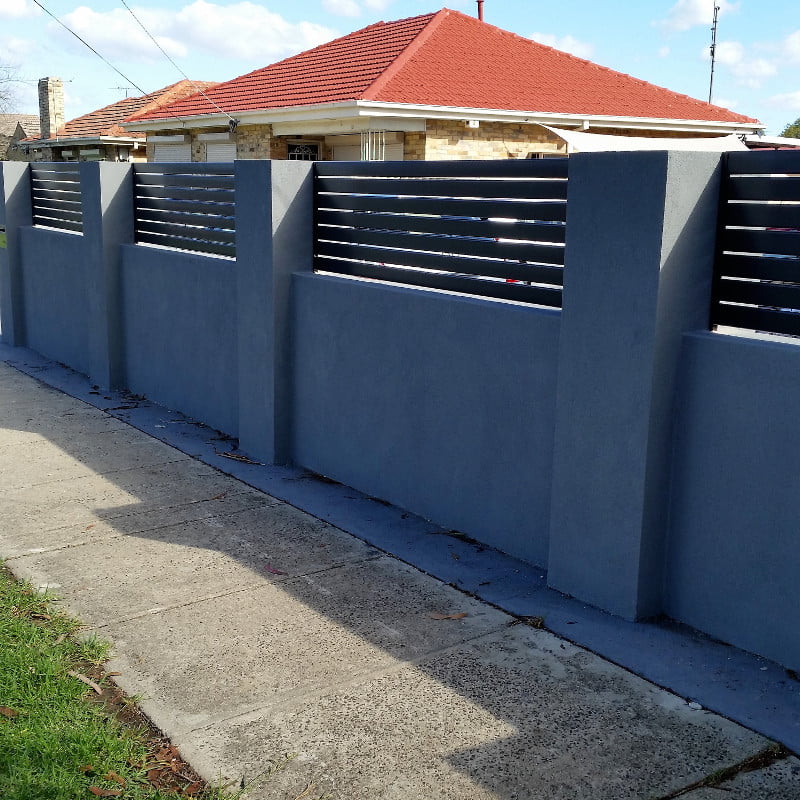 slat fence brick inlay grey melbourne